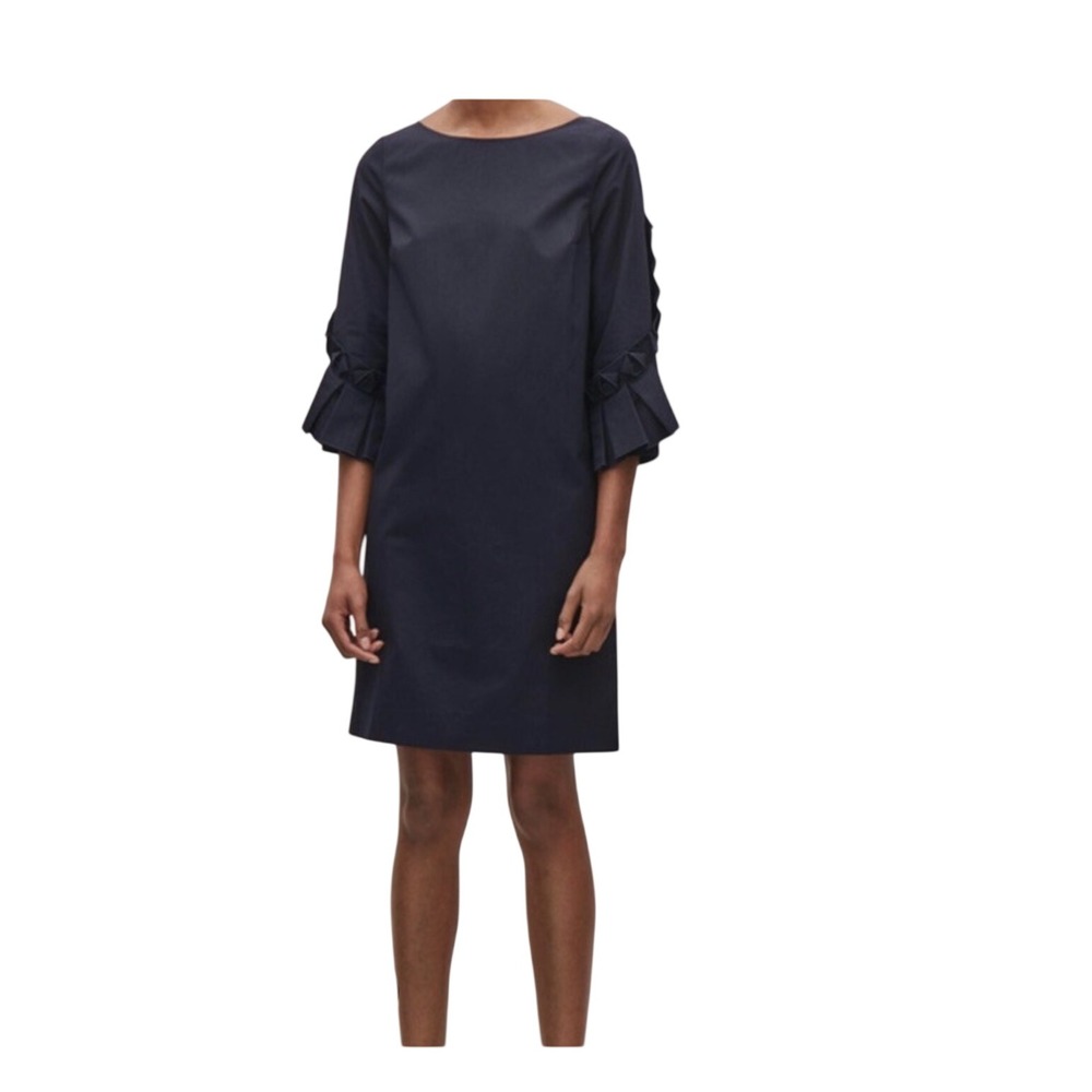 COS Navy Blue Shift Dress 10 A-Line Mini Origami Sleeve Minimal Workwear Office